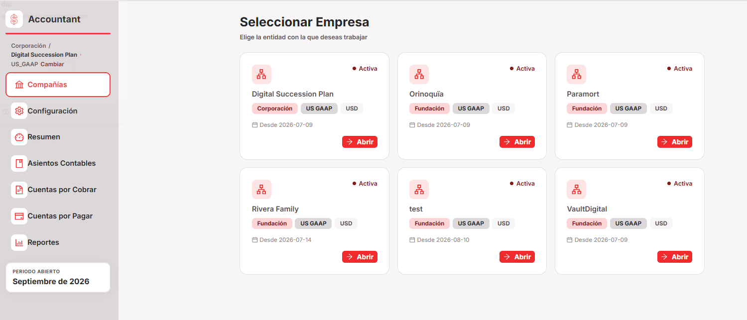 Selección de empresa en DAP